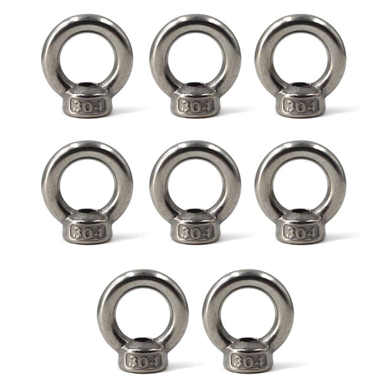 SeeRaphee M6 Ring Shape Lifting Eye Nut 304 Stainless Steel Threaded Nut Fastener-8 Pack - Image 1